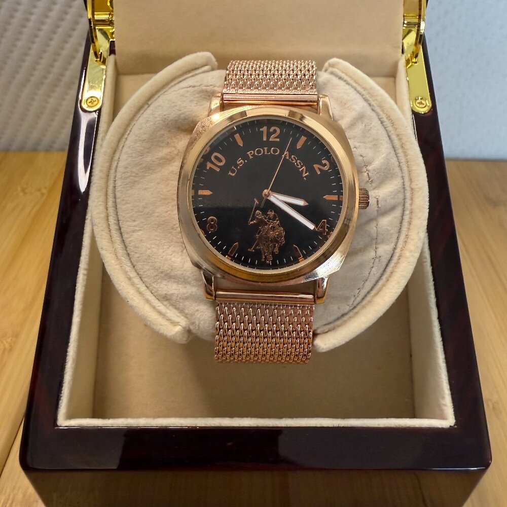 US Polo Assn. Rose Gold & Black Tone Men's Watch USC80507KL, 43mm
